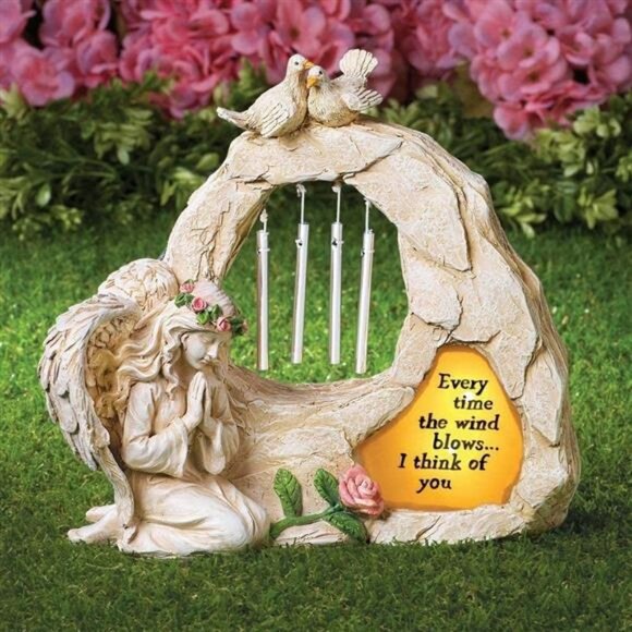 Angel Garden Statues Sympathy Gift with Solar - Cementary Decoration,Memorial St
